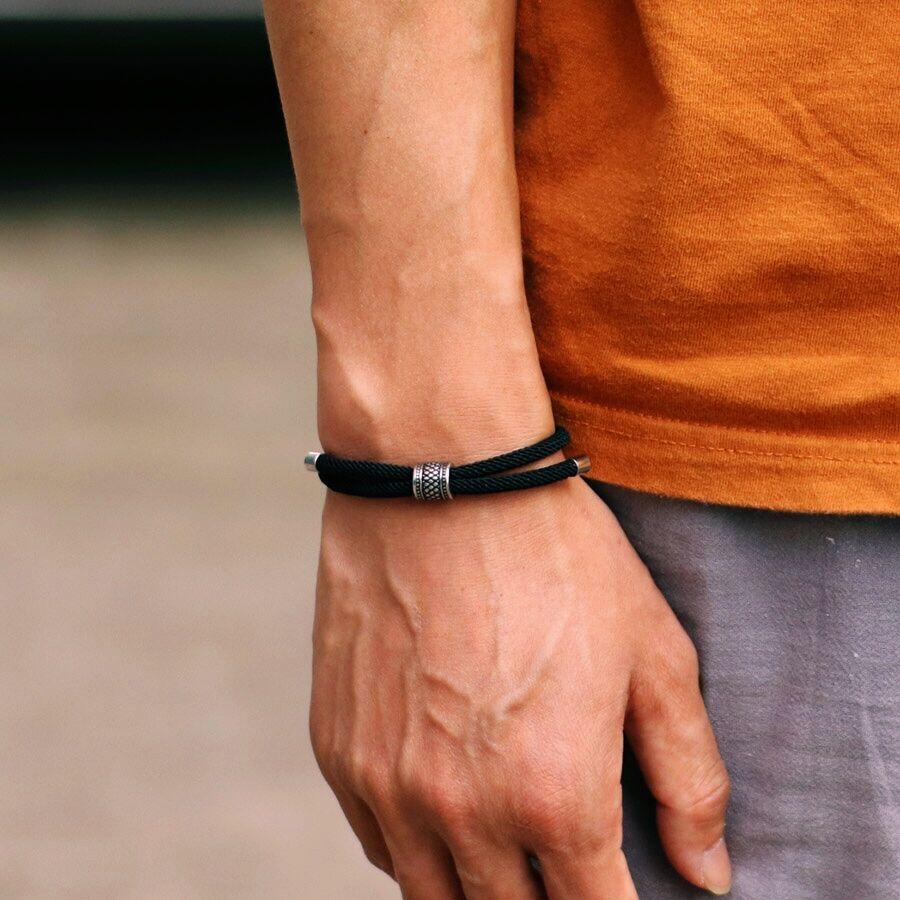Noter New In Mens Bracelet Vintage Viking Braclet Homme 4mm Nylon Cord Chain Braslet Adjustable Leisure Accessories Pulseira