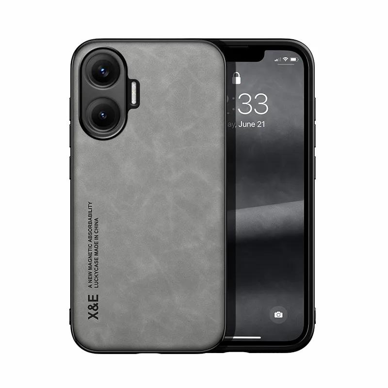 Pro Xiaomi POCO F7 Magnetické pouzdro Odolné PU kůže na dotek S přísavkou Zadní kryt na telefon