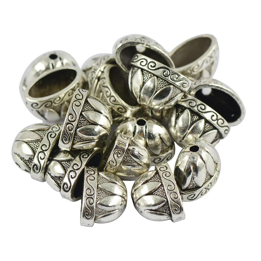 Buy 20pcs Antique Silver Pewter Flowers Caps Beads 20x13x12mm Jewellery
