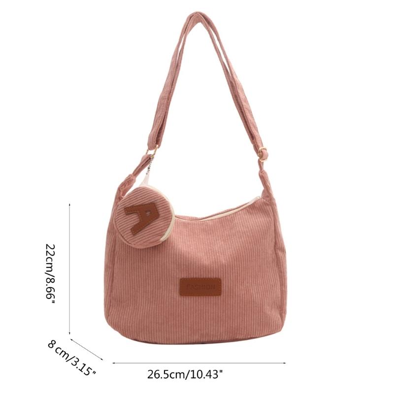 2024 NEW Crossbody Bag Corduroy Shoulder Bags Large Capacity School Book Bag Fashion Bags for Teen Girl Student