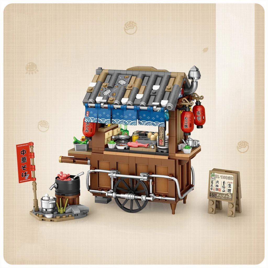 Takoyaki Children's Architectural Model Decorated Building Blocks: Night Market Retail Store Toy Puzzle