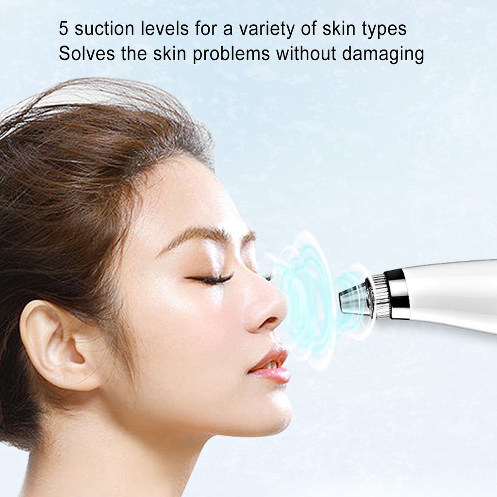Blackhead Remover Vacuum 5 Suction Power 6 Heads Deep Cleaning Electric Facial Pore Cleaner Machine