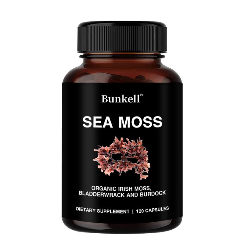 

Organic Irish Moss Supplement, With Bladderwrack, Burdock, 120 Capsules Per Bottle 120 Capsules