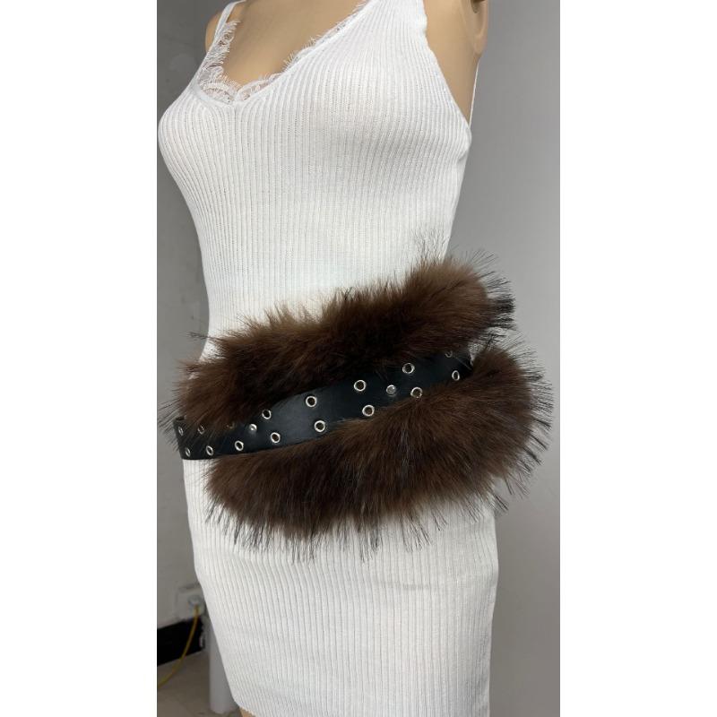 New Rabbit Fur Belt, Fur Belt, European and American Sexy Hot Girl Waist Seal Wide Belt