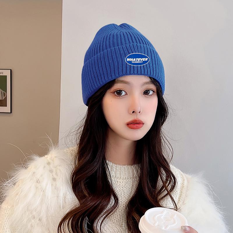 Hats for Men and Women in Autumn and Winter Knitted Woolen Hats Warm and Versatile in Winter Dark Blue Cold Hats Ins Style Knitted Hats Trendy