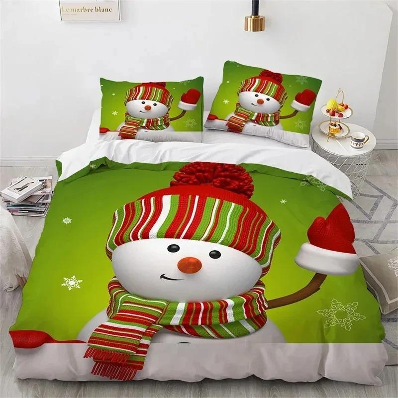 3D Print Cat Merry Christmas Santa Claus Bedding Set Double Twin King Duvet Cover Comforter Pillowcase Boys Girls Adults Bedroom