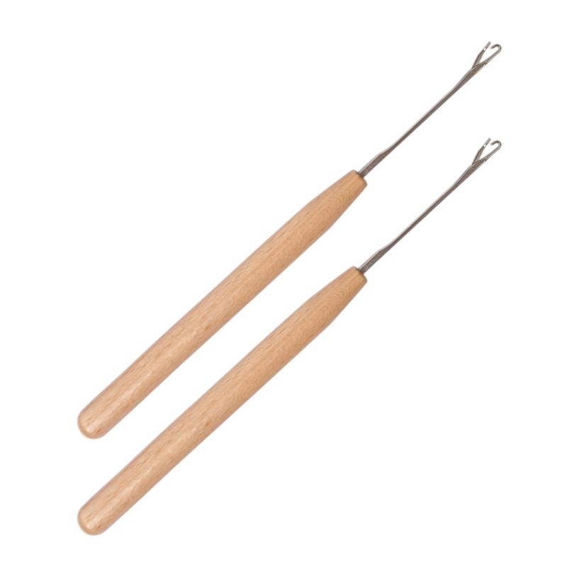 

652F Wooden Handle 2.6mm Hook Needle For Thread End Veiled And Edges Sewing Tool CN