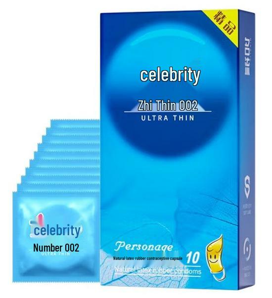 Celebrity Ultra-Thin Dynamic Threaded Condoms: Smooth, Liquid Lubricated, 0.02mm for Stylish, Enhanced Experience.
