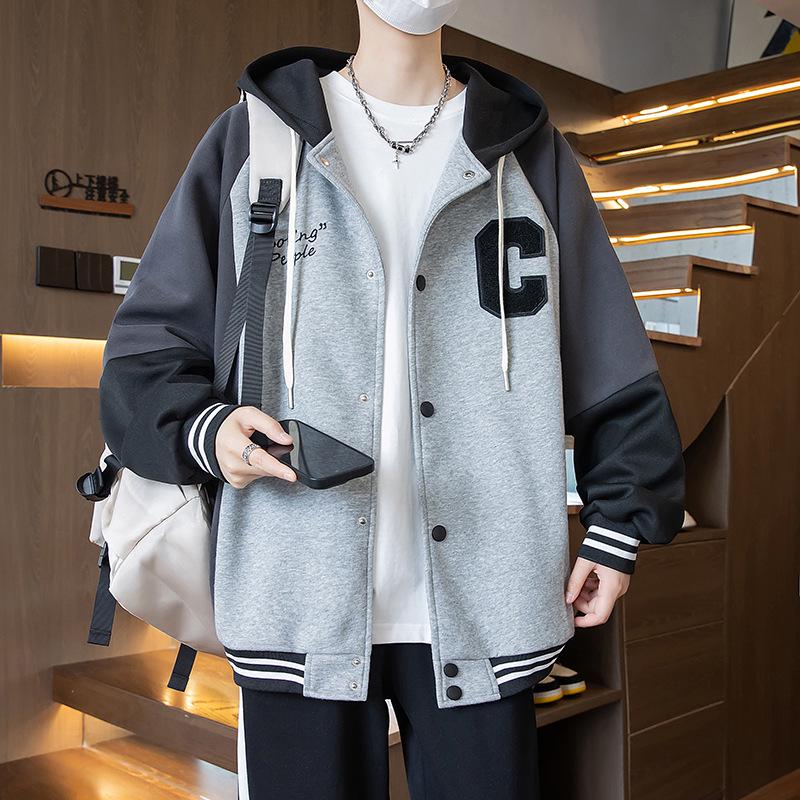 Spring & Autumn Youth Hooded Jacket for Boys - Trendy Color Block Sweatshirt/Cardigan for Teens