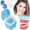 Denture Case Denture Bath Box False Teeth Storage Box with Rinsing Basket Portable False Teeth Storage Case Oral Hygiene Supply