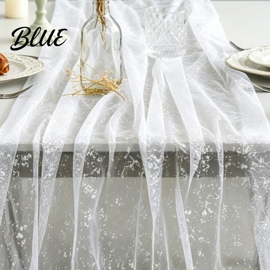 Charming Dining Table Fabric Runner Flowing Tulle Runner Sheer Accessory Glittery Elegant Long for Home