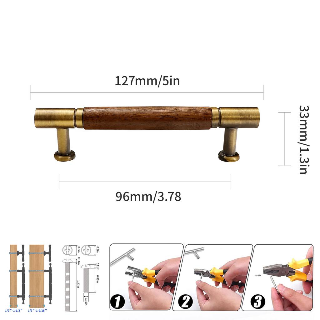 High-End Walnut Cabinet Door Handles Light Luxury Drawer Knobs, Furniture Cabinets Wardrobes Cupboards Pull