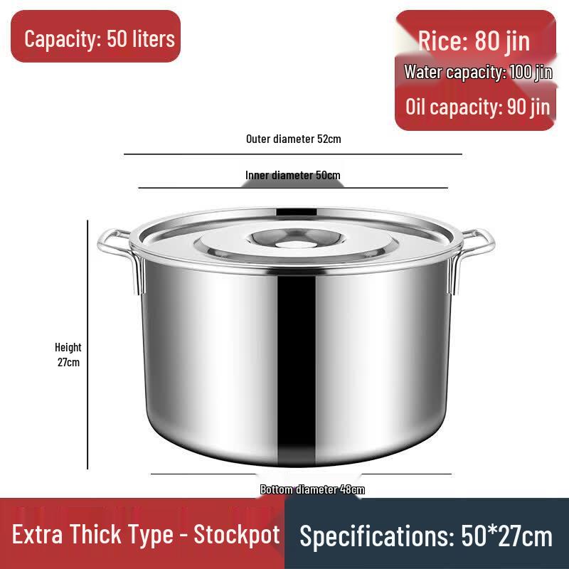 Thickened Stainless Steel Commercial Stockpot with Lid