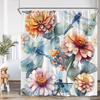 Dragonfly Floral Shower Curtain Insect Flower Wistera Plant Bathroom Decor Modern Polyester Bath Curtain With Hook With Hook