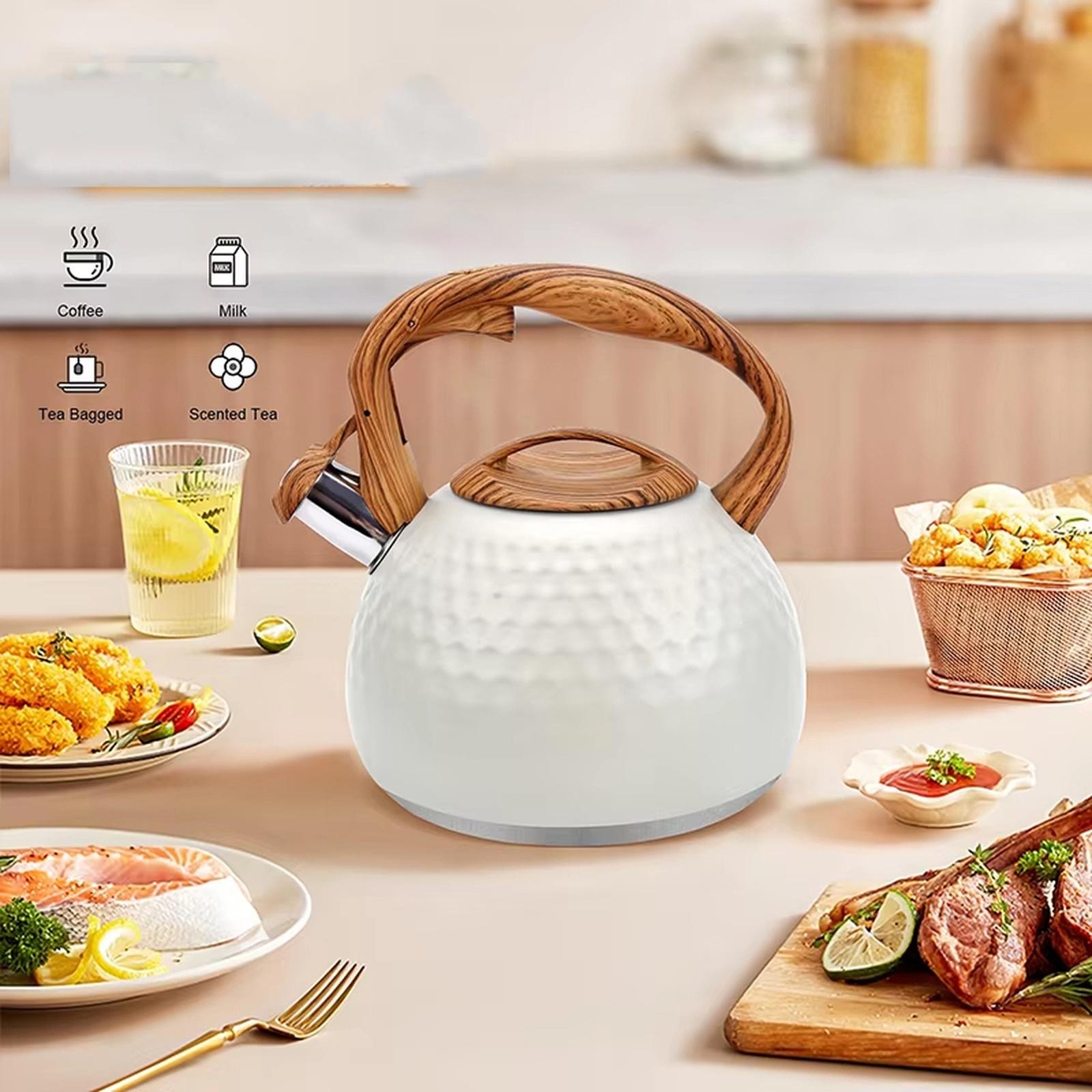 

Свистящий чайник из нержавеющей стали большой емкости для газовой и индукционной плиты one size бежевый