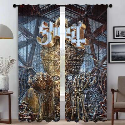 The Ghosts Band Home Interior Curtains for Camera Tulle for Bedroom Modern Living Room Curtains 2 Pieces Halloween Decoration