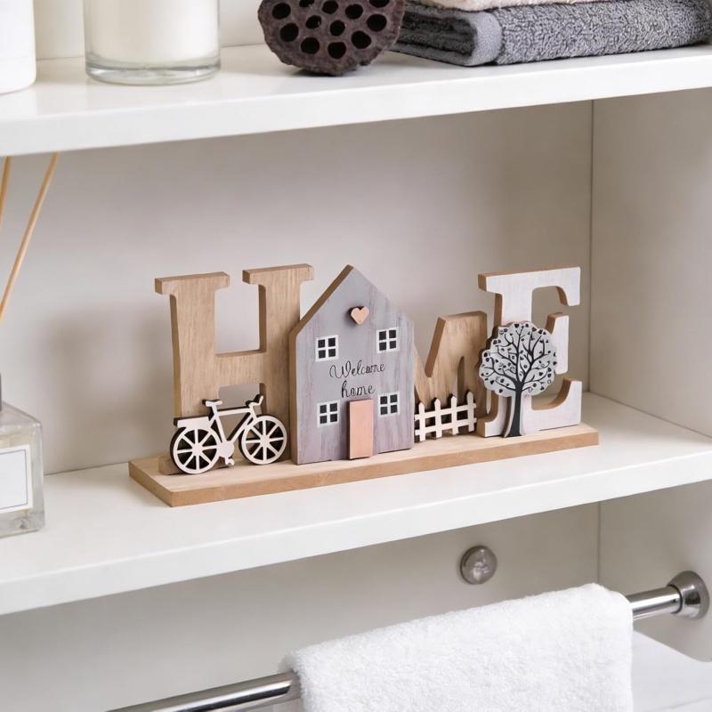 Wooden Display Stand Decorative Sign Lettering Ornament Sill Bedroom Home Decor