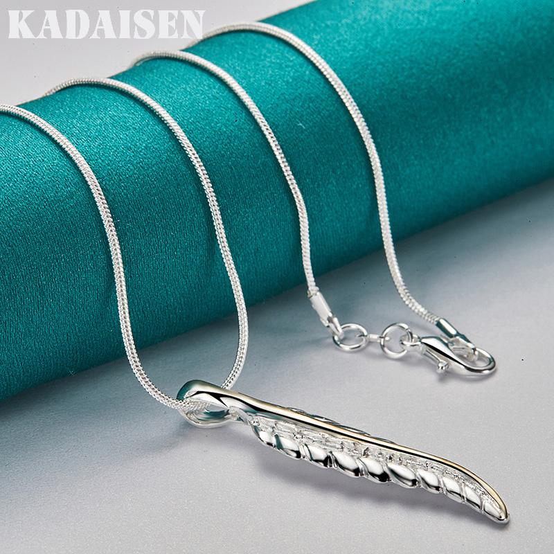 925 Sterling Silver Feather 16/18/20/22/24/26/28/30 Inch Pendant Necklace for Women Wedding Fashion Jewelry