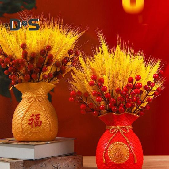 Lucky Bag Vase Wealth Bag Flower Vase Table Centerpiece Fortune Bag Money Bag Figurine for Bedroom Office Chinese New Year Decor
