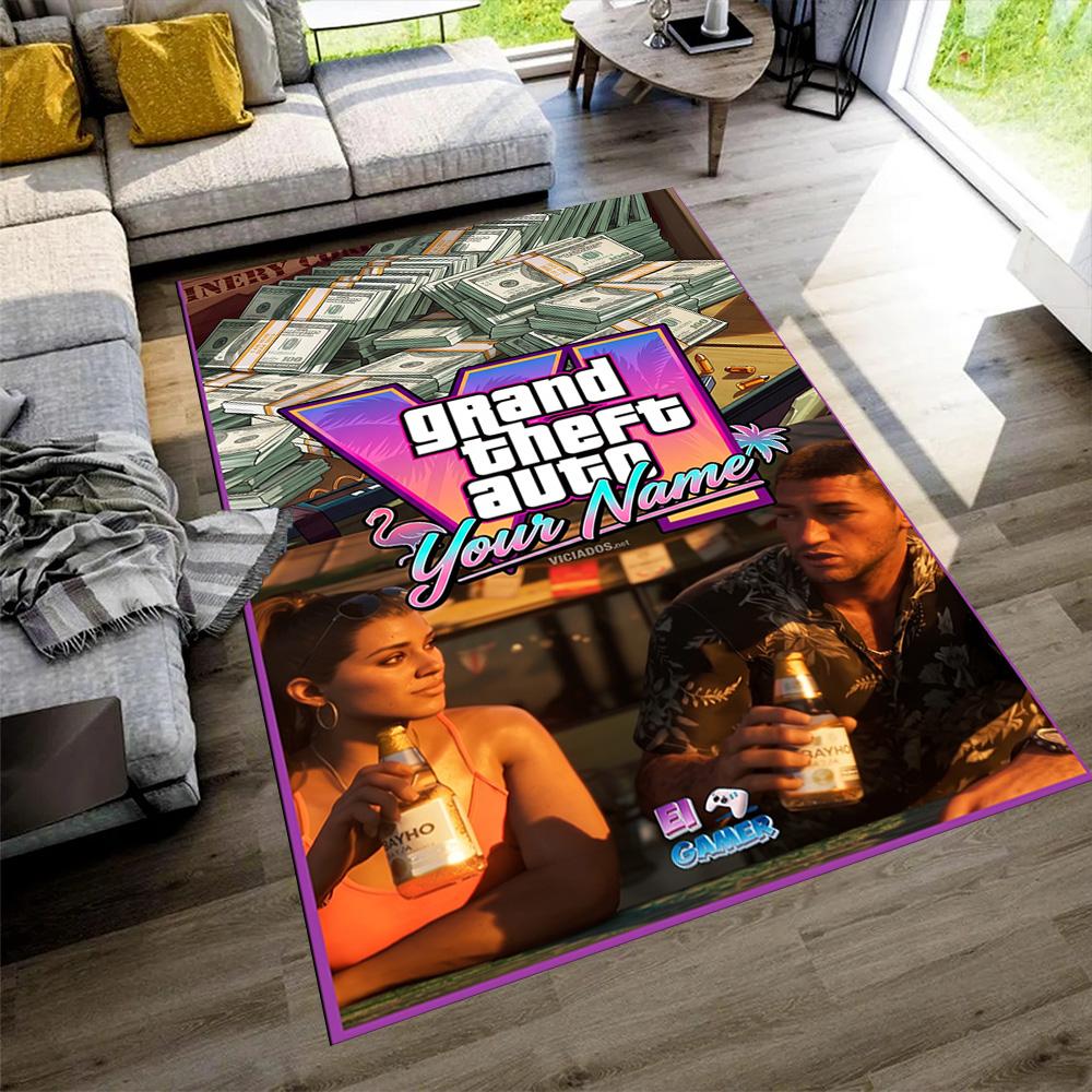 Grand Theft Auto Customizable Name Floor Rug Office Rug Perfect for Playrooms Hallway Living Rooms Decorate room Antislip Carpet Decorate Offices