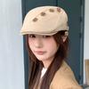 Korean Style Retro Button forward Hat for Women Autumn and Winter Literary Duck Bill Painter Hat Personality Casual Versatile Face Showing Beret