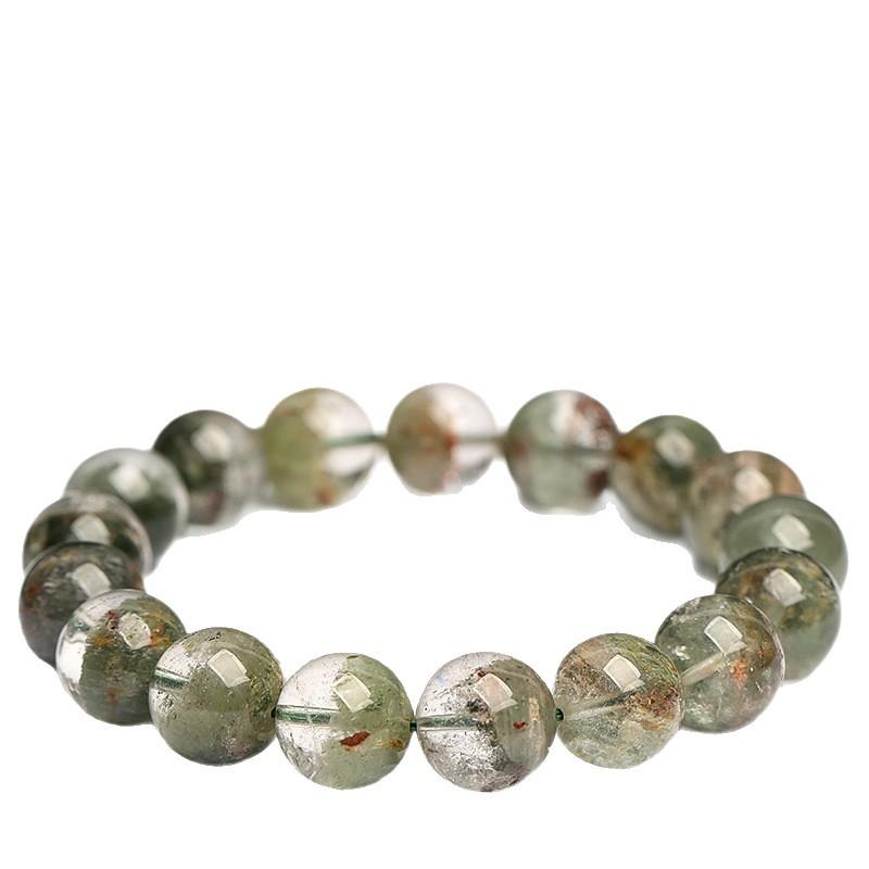Hongchu Crystal  Natural Monet Garden Green Phantom Quartz Bracelet  Treasure Bowl Green Phantom Quartz Bead Bracelet
