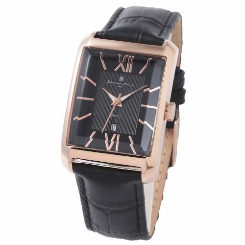 

Salvatore Marra Stainless Steel Cut Glass SM21101-PGBK Men s