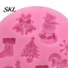 Festive Decoration Mold Christmas Silicone Mold, with 8 Christmas-Themed Shapes, Non-Stick Durable Handmade Soap Easy Clean for Chocolates Fondant