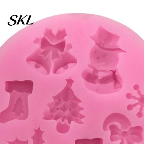 Festive Decoration Mold Christmas Silicone Mold, with 8 Christmas-Themed Shapes, Non-Stick Durable Handmade Soap Easy Clean for Chocolates Fondant