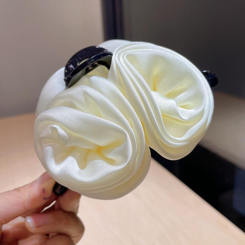 Retro Satin Rose Grab Clip Feminine Hair Clip Large Shark Clip Hair Accessory