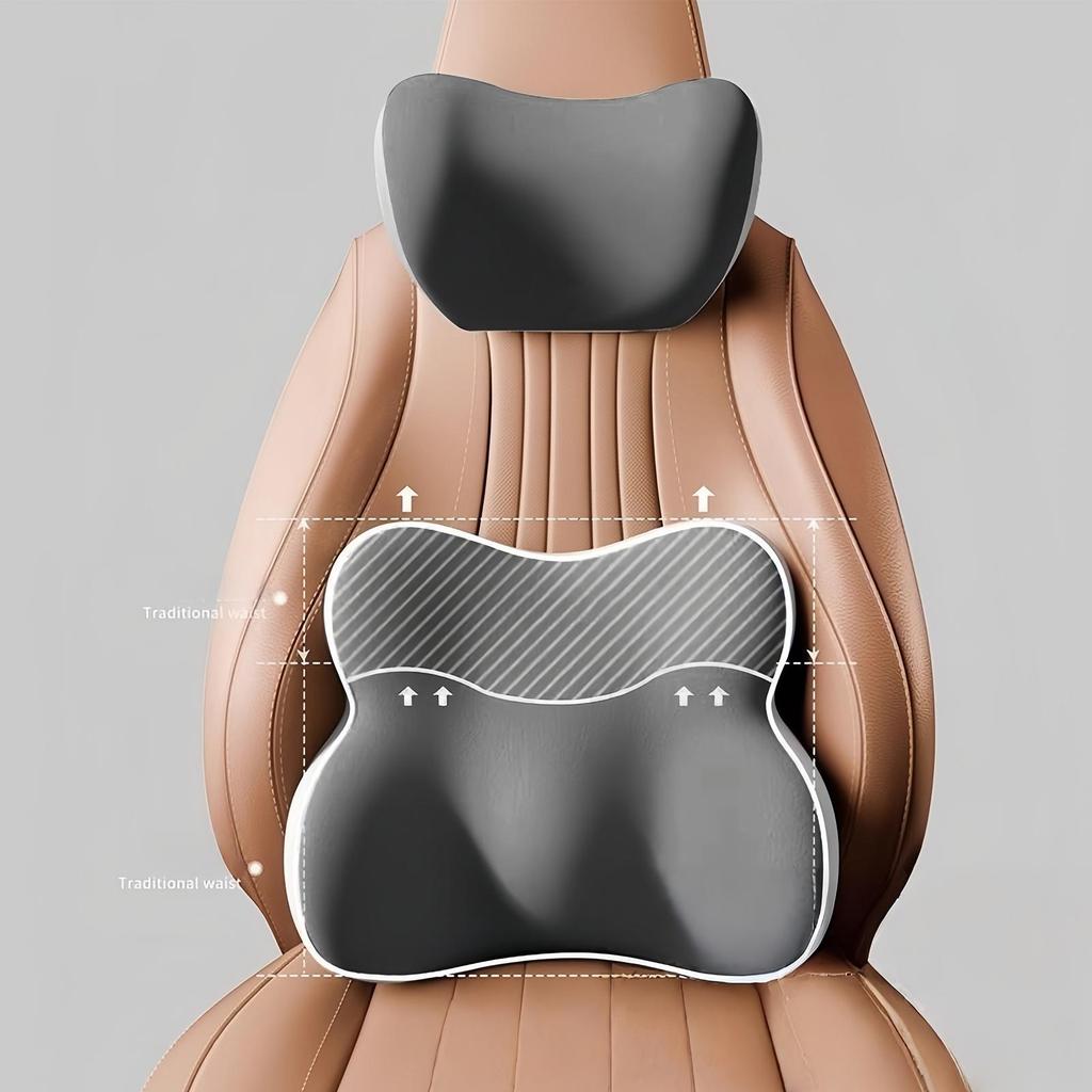 Car Seat Lumbar Support Memory Foam Ergonomic Auto Accessories Car Neck Pillow Kit For Vehicle Truck Travel Trip Commuting Daily