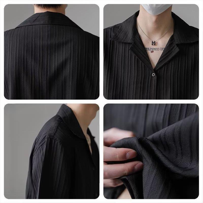 Men's Summer Ice Silk Casual Cuban Collar Shirt