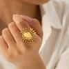 18k Gold Plated Stainless Steel Sunflower Open Ring for Women, Non-fading Versatile Titanium Steel Ring