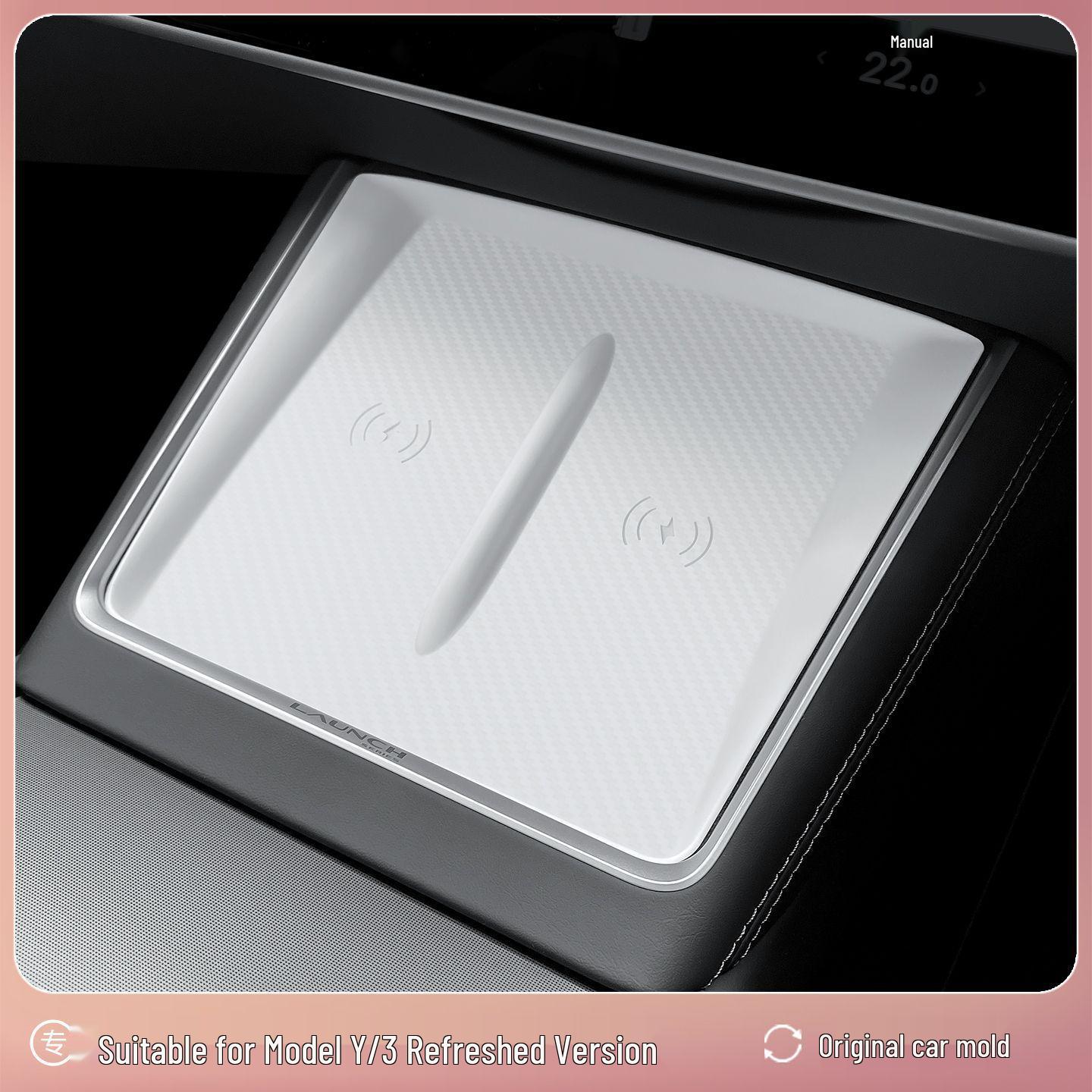 Tesla Model 3/Y/YL Console Silicone Mat: Wireless Charging Pad & Cup Holder Screen Refreshed Y (15.4-inch screen)/Refreshed 3