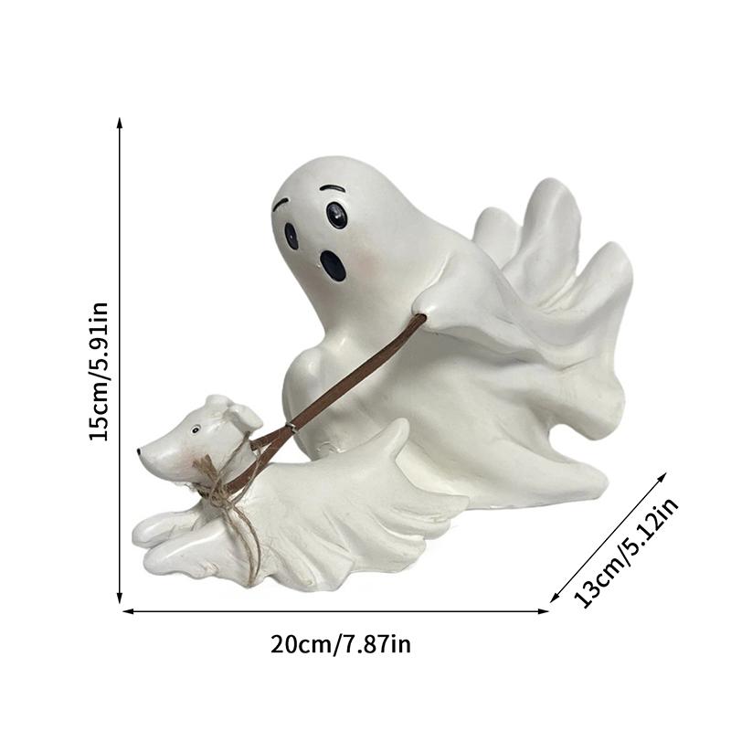 Ghost Walking Dog Statue, Cute Ghost Resin Figurine, Halloween Decorations For Party, Home, Bedroom, Shelf, Table Centerpiece