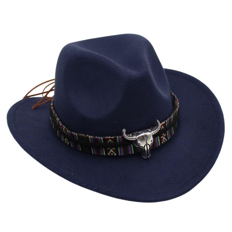 Ethnic Style Handsome Tibetan Hat Children'S Performance Top Hat Cow Head Warped Edge Western Cowboy Hat Sunscreen Sun Hat