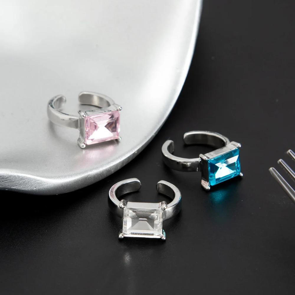 Fashion Geometric Sparkling Acrylic Diamond Foot Rings Simple Elegant Square Opening Toe Ring Foot Jewelry Decoration
