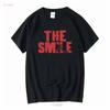 The Smile Band Thom Yorke Logo Radiohead Screen Printed T Shirt Vintage Washed Fashion Casual Unisex Stylish Versatile Homme