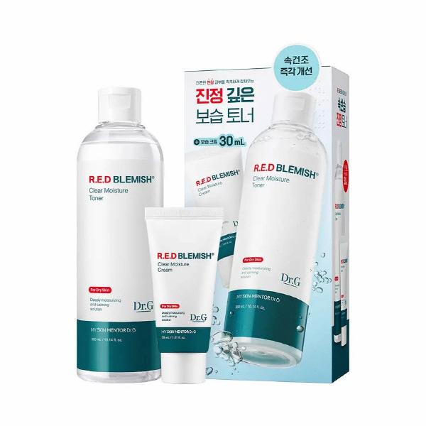 Dr.G R.E.D Blemish Clear Soothing Toner 300ml + Moisture Cream 30ml Set – Soothing & Hydrating for Sensitive Skin Toner 300ml + Moisture Cream 30ml