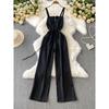 Young Style Elegant Half Zipper Sling Jumpsuit Women 2025 Summer New Drawstring Waist Hugging Slimming Wide Leg Trousers