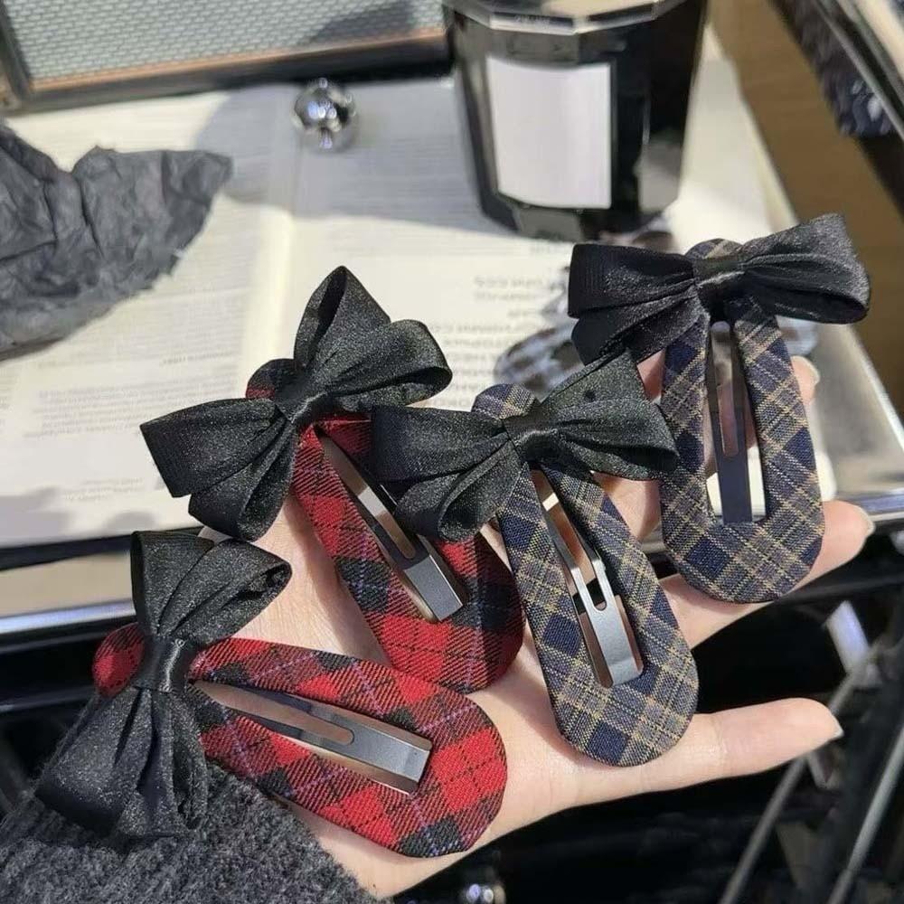 Polyester Karo Schleife Haarspange Hochwertige Koreanische Haarspangen Haarspange für Pony Schleifenkopf Haarspange Party