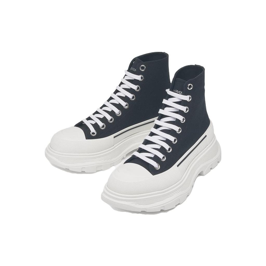 Alexander Mcqueen Canvas Tread Slick High Top Sneakers 'Black White' Men's 604254W4MV21070