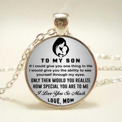 To My Son From Mom Present Necklace Pendant Glass Cabochon Pendant Necklace Mothers Day Gifts