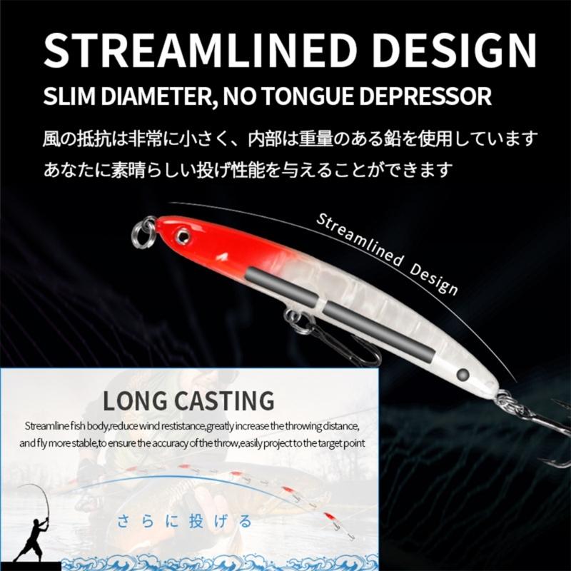 68mm Jerkbait Pike Carkbait Sinking Minnow Fishing Lures Swimbait Hard Baits Jerk Baits for Freshwater Saltwater Fishing