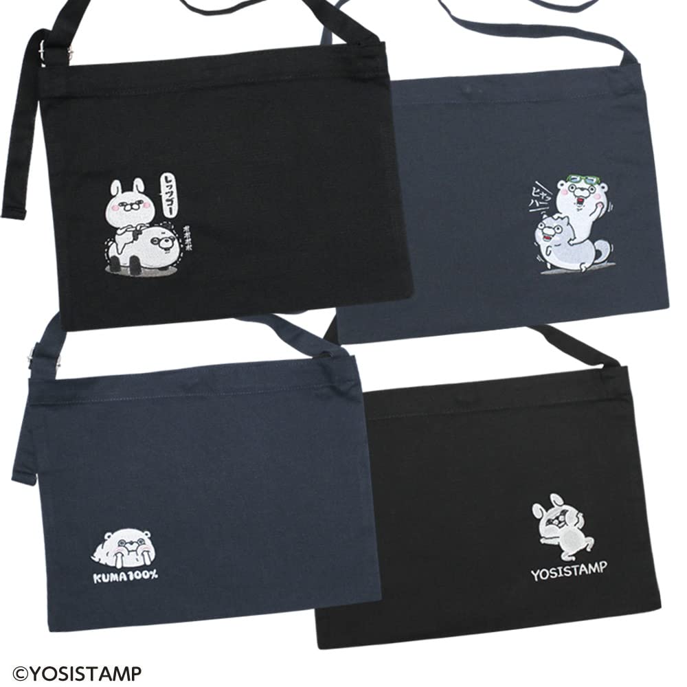YOSISTAMP Embroidered Sacoche Bag (Navy/100% Bear (Munyu))