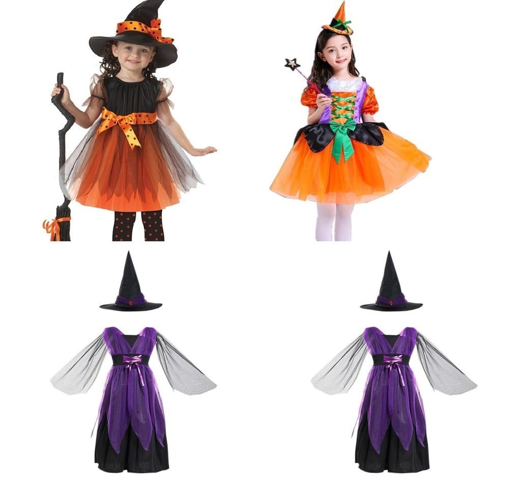 Enchanting Children Halloween Cosplay Witch Costume For Baby Girls With Bow Decoration