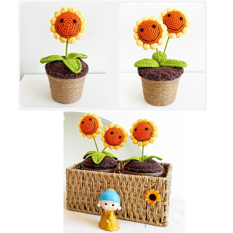 Knitted Sunflower Pot Plant Creative Décor For Your Home