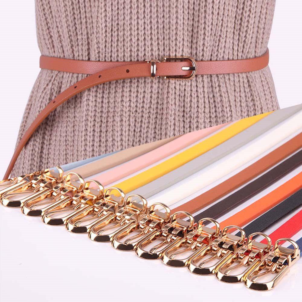 Girls Graceful Candy Color Adjustable Belt Dress Strap Faux Leather Belts Thin Skinny Waistband
