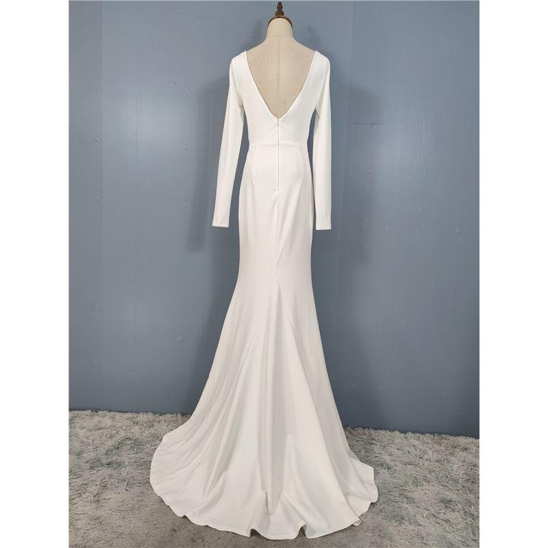 

Заказ внешней торговли Lujia Платье с длинным рукавом, шлейфом, приталенное, с высокой талией, футляр, чисто-белое, с аурой феи, вечернее платье, длинное платье White XL