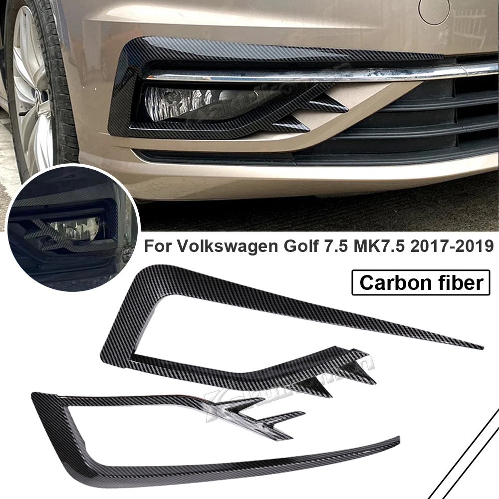 2x Front Bumper Fog Light Grille Frame Cover Trim Wind Knife Razor Style Canards For Volkswagen Golf 7.5 MK7.5 2017 2018 2019